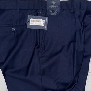 NWT Hart Schaffner Marx Dress Pants 34x30 Navy Blue Flat Front Straight Fit